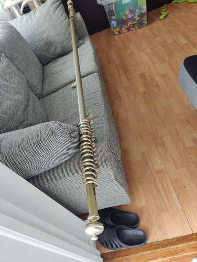 Vintage Brass Style Extendable Curtain Pole with Corded Track System
