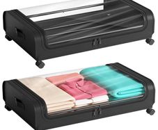 Brand New Underbed Storage Box 2 Pieces Underbed Chest of Drawers with Wheels Lid