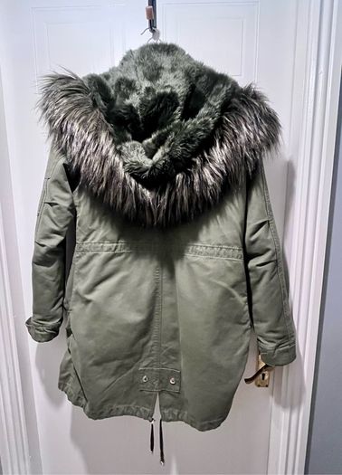 Bershka Green coat with fur lining