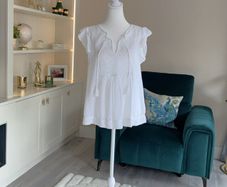 Ladies White Cotton Broderie Blouse from GAP