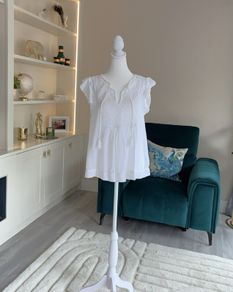 Ladies White Cotton Broderie Blouse from GAP