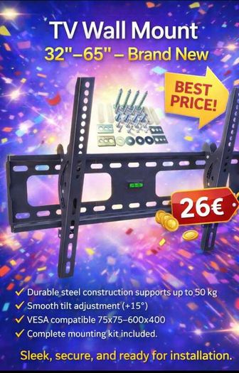 TV Wall Mount Bracket Tilt 32" - 65" TV
