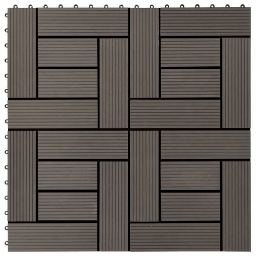 22 pcs Decking Tiles 30x30 cm 2 sqm WPC Dark Brown
