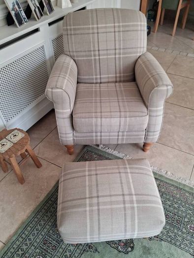 Beautiful Next Tartan Armchair & Footstool