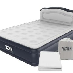 yawn air bed deluxe with custom fitted sheet included, king