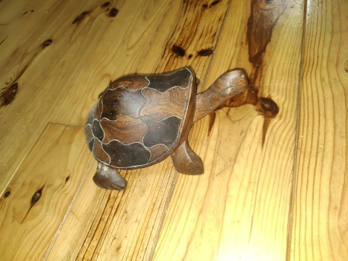 hand crafted wooden turtle