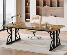 Large Office Computer Desk with Robust Metal Frame 180 x 80 x 75 cm
