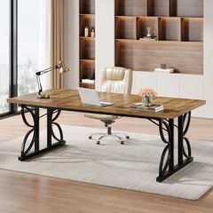 Large Office Computer Desk with Robust Metal Frame 180 x 80 x 75 cm