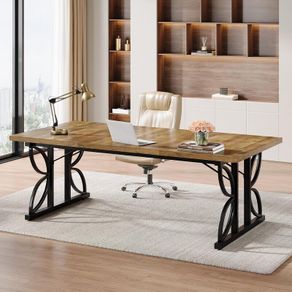 Large Office Computer Desk with Robust Metal Frame 180 x 80 x 75 cm
