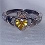 Vintage Sterling Silver Topaz Claddagh Ring Image 6