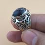 Vintage Brass & Suliemani Eye Agate With Silver Inlay Desgin Ring Image 5