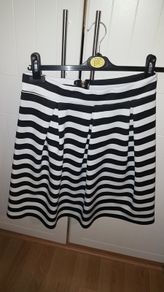 stripy knee length skirt