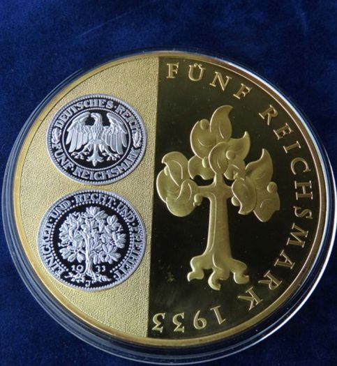 5 Reichsmark commemorative | 136 grams Gold & Silver plated proof XXL 130grams