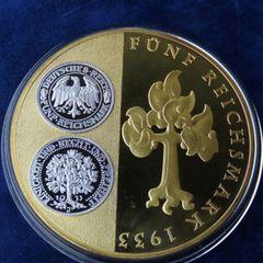 5 Reichsmark commemorative | 136 grams Gold & Silver plated proof XXL 130grams