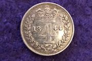 1844 British Victoria Silver Fourpence Coin