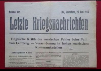 German ww1 , latest war news fly poster 25th, june 1915 ,,,,(40)