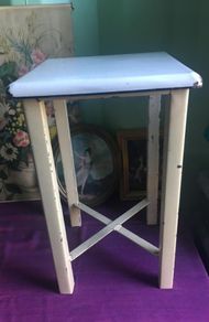 Enamelware and metal industrial style stool