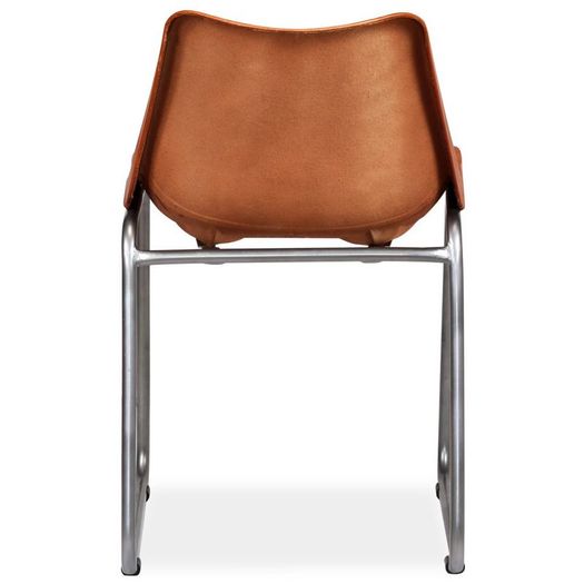 Dining Chairs 6 pcs Brown Real Leather