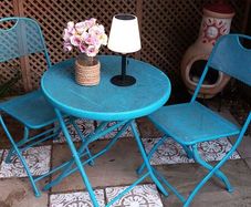 garden table and 2 chairs