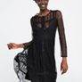 Zara black long sleeve lace midi dress Image 3