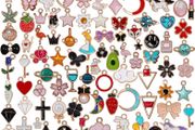 100Pcs Wholesale Bulk Lots Jewelry Making Charms Assorted Gold Plated Enamel Pendants for DIY Necklace Bracelet Earring Craft Supplies (FREE POSTAGE)