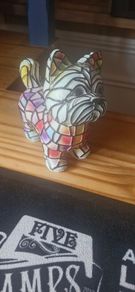 Stained glass terrier dog table lamp