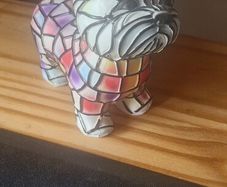 Stained glass terrier dog table lamp