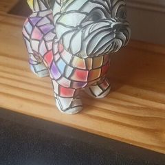Stained glass terrier dog table lamp