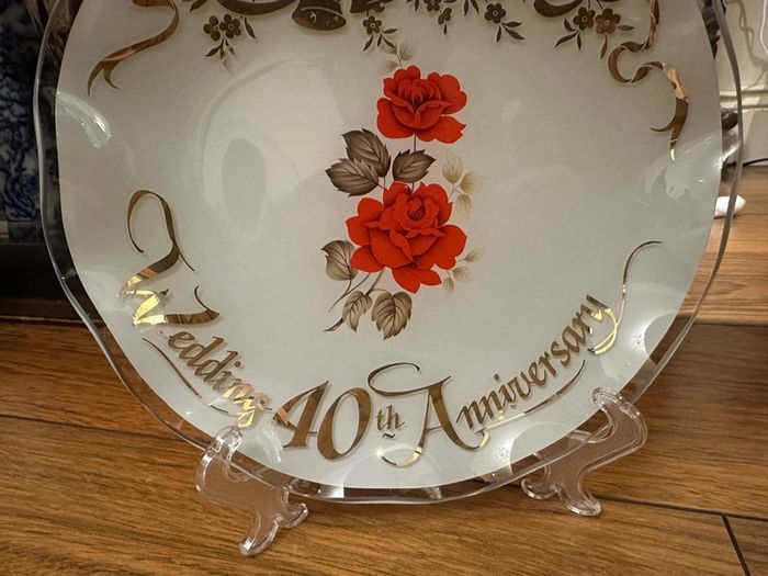 Vintage Anniversary Glass Plate
