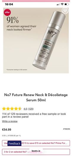 NEW No7 Future Renew Neck & Decolletage Serum 50ml