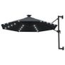 Wall-mounted Parasol with LEDs and Metal Pole 300 cm Anthracite Image 9