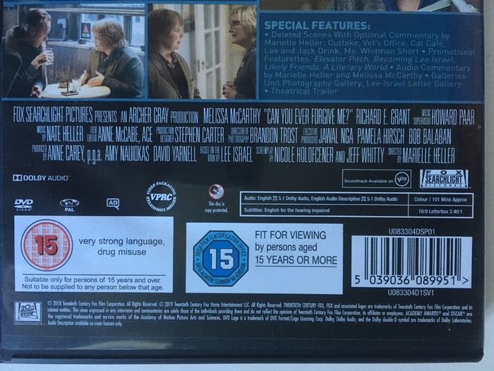 Can You Ever Forgive Me? [2018] Melissa McCarthy & Richard E. Grant [Movie DVD]