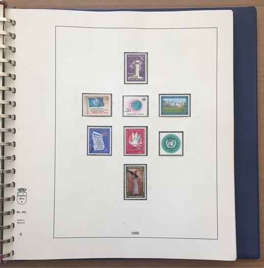 1951-1980s United Nations Stamp Collection Mint Never Hinged (MNH) in Lindner Pages housed in album (60 images showing contents)