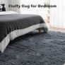 MULTIPLE SIZES/COLOURS AVAILABLE Grey Rug Living Room Rug Large Anti Slip Rug Fluffy Rugs Faux Fur Rug Velvet Thick Rug Plush Shaggy Area Rugs Super Soft Floor Mat for Bedroom Kids Rooms Decor (Grey, 120x180cm) Image 2