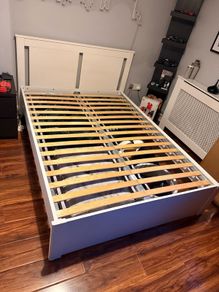 White IKEA SongeSand bed frame