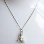 Vintage 925 Sterling Silver Cat Pendant Necklace - enamel detail Image 2