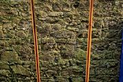 Art Deco pair of inlay wood standard lamps