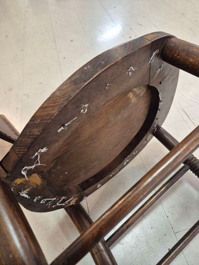 Small Antique beechwood walnut stained  small bistro chair circa 1910
