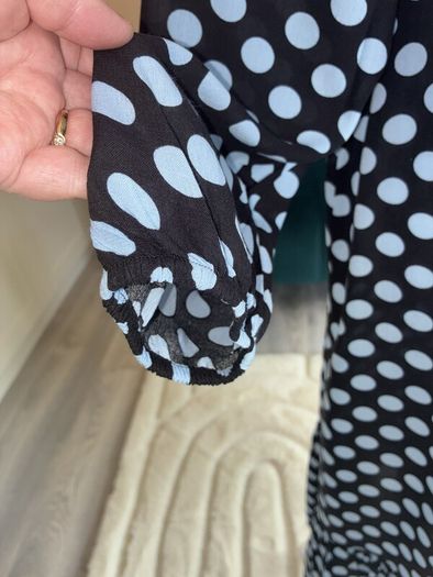 Ladies Black with Blue Polka Dot Long Dress from Primark. Size: Xs - UK 6-8 / EU 34-36