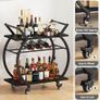 Drinks Trolley, Rolling Bar Cart, Kitchen Trolley on Wheels, Modern Serving Trolley, Wine Cart with Storage Shelves, Wine Holders, for Home Bar, Dining Living Room, Black Image 6
