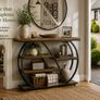 Console Table  Rustic Brown & Black 5-Tier Hallway Table with Geometric Metal Frame Image 4