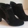 GAJA By Soffice Sogno Black Suede Ankle Boots With Design UK8 EU41 Side Zip CAN POST Image 4