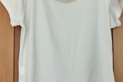 Ladies White Top with Pearls