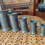 Antique French solid pewter measuring tankards Fleurs de lys complete set Image 6