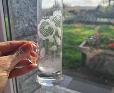 vintage Krosno etched glass bud vase with a handle