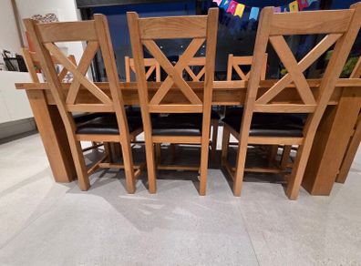 Oak Dining Table and 8 Chairs