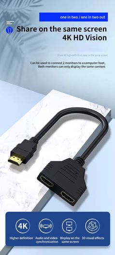 HDMI-Compatible Cable Splitter 1080P 2 Dual Port Y Splitter 1 In 2 Out Cable Adapter For Lcd Tv Box Ps3 Hdmi-Compatible Splitter