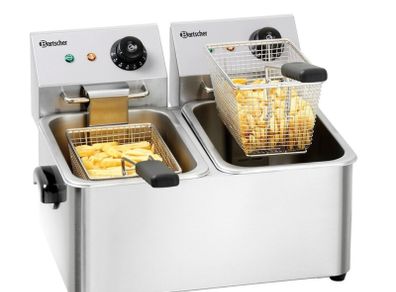 Premium Brand Bartscher Double Pan Commercial Countertop Twin Electric Fryer - Can Deliver
