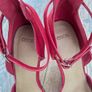 Red Suedette Ankle Strap Stilettos Size 5 Image 6