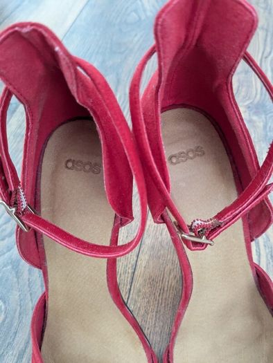 Red Suedette Ankle Strap Stilettos Size 5